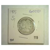 1905-S BARBER QUARTER GOOD