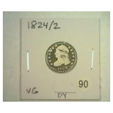 1824/2 BUST DIME VERY GOOD