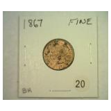 1867 INDIAN CENT FINE