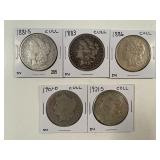 5 MORGAN SILVER DOLLARS