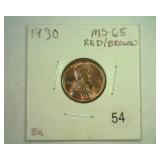 1930 LINCOLN CENT MS 65 RED / BROWN
