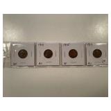 4 LINCOLN CENTS 1912 XF, 14 AU, 15 XF, AND 17 AU