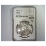 1883-O MORGAN SILVER DOLLAR NGC MS 64