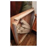 P- farmhouse table wood to and white legs solid