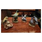 P- vintage bird figurines blue birds parrot
