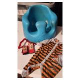 Baby lot includes blue bamboo seat safety link