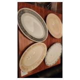 P- lot of 4 vintage antique oval platters old