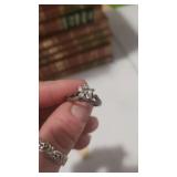 White gold and cubic zirconia flower ring with