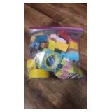 colorful wooden block set with people and street