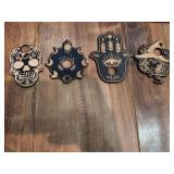 lot of 4 carved sphere stands holders as pictured