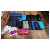 Glasses cases sleeves holders and lenses wipes