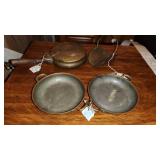 P- brass lot French antique bed warmer match