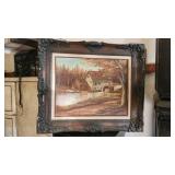 P- vintage painting in ornate frame