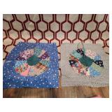 2 vintage large quilt squares from women