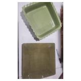 Green stoneware Christmas or daily use square