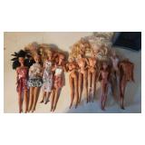 Lot of Barbie dolls most from the 1980s