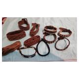 leather bracelets natural and sisal lot as