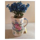 Marshall Pottery Texas bluebonnets - roses pitcher