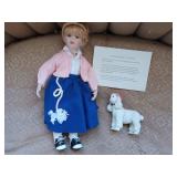 Peggy Sue rock and roll doll with her puppy