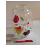 Glass barrel biscuit jar w/ lid 9 x 7
