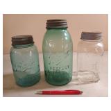Ball & Atlas quart / half gallon glass jars w/