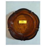 Heavy amber glass ashtray 10" diameter