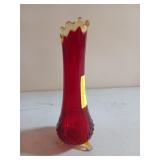 Ruby red glass vase 10.5"