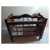 Wood rolling magazine rack 13.75x17x9