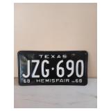 1968 Texas Hemisfair license plates, front and