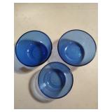 2 Anchor Hocking cobalt blue 1.5 qt bowls, 1 qt