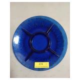 Cobalt blue divided serving dish 10"