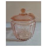 Pink glass candy dish w/ lid 6.5"
