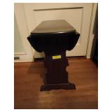 Wood side table w/ fold down sides 23 x 26 open,