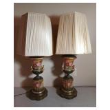 Pair of Victorian lamps w/ beautiful brass base