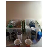 Two six and a half gallon storage totes full of