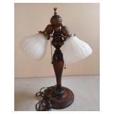 Antique wooden double bulb lamp 20", needs new