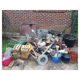 Scrap metal pile w/ tubs