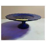 Cobalt blue pedestal cake plate 4 x 11