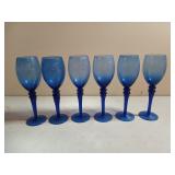 6 ct cobalt blue long stem glasses 8" tall