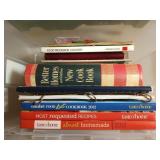 Asst recipe books, wooden recipe box