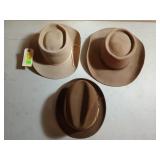 3 felt hats 6 7/8 & 7 1/4