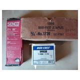 2.5" finish nails, 1/4" crown-1 1/4" leg staples