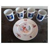 4 Morton salt coffee mugs, pioneer Flour Mill