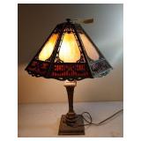 Bronze and slag glass table lamp 26 x 18