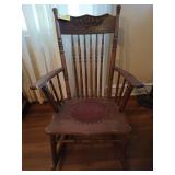 Wood rocker w/ leather seat