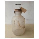 Antique glass 1 gallon jar with lid and little