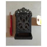 Cast iron matchbox holder 7.25"