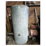 Galvanized water tank with pump, untested 33x14