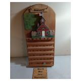 Wooden wall hanging calendar, missing 
