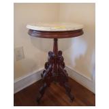 Antique Victorian Walnut Marble Top Round Table